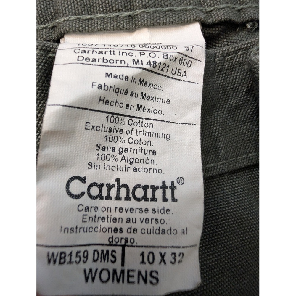 Carhartt Womens Relaxed Fit Canvas Carpenter Jean Gray Green WB159 DMS 10x32 NWT - Picture 5 of 6